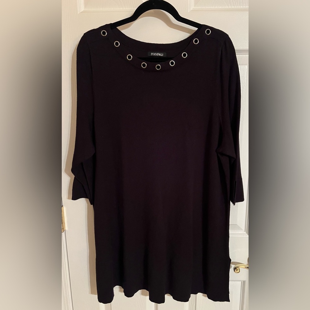 Black Sweater Tunic with Grommet Detail